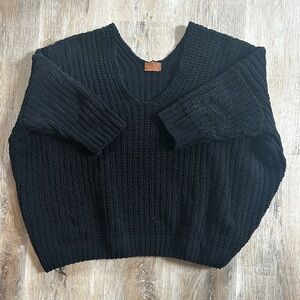POL Black V-Neck Women's Sweater